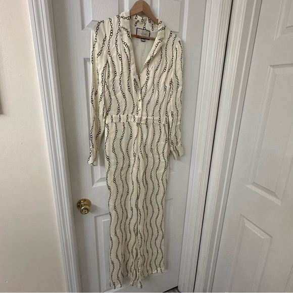 Alexis Jumpsuit Outfit Chains Ivory Formal Glam Retro Wide Leg Size Small - Picture 4 of 9